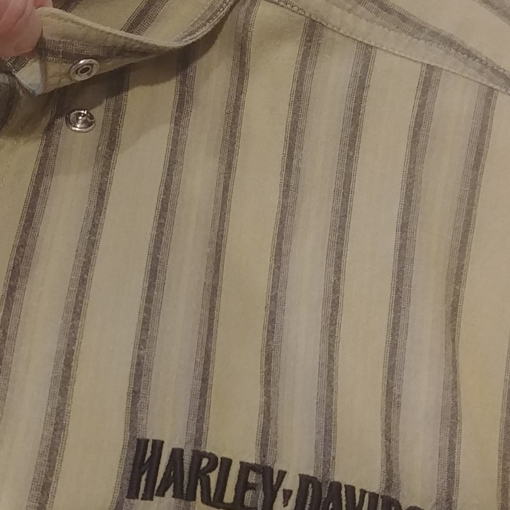 Harley Davidson. Soft Cotton Khaki W/ Denim Stripe - Picture 8 of 8